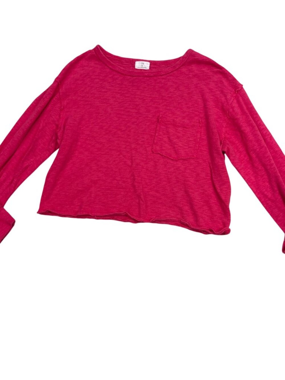 Anthropologie T.La Cropped Long-Sleeved Tee Women's Size Large 100% Cotton Pink